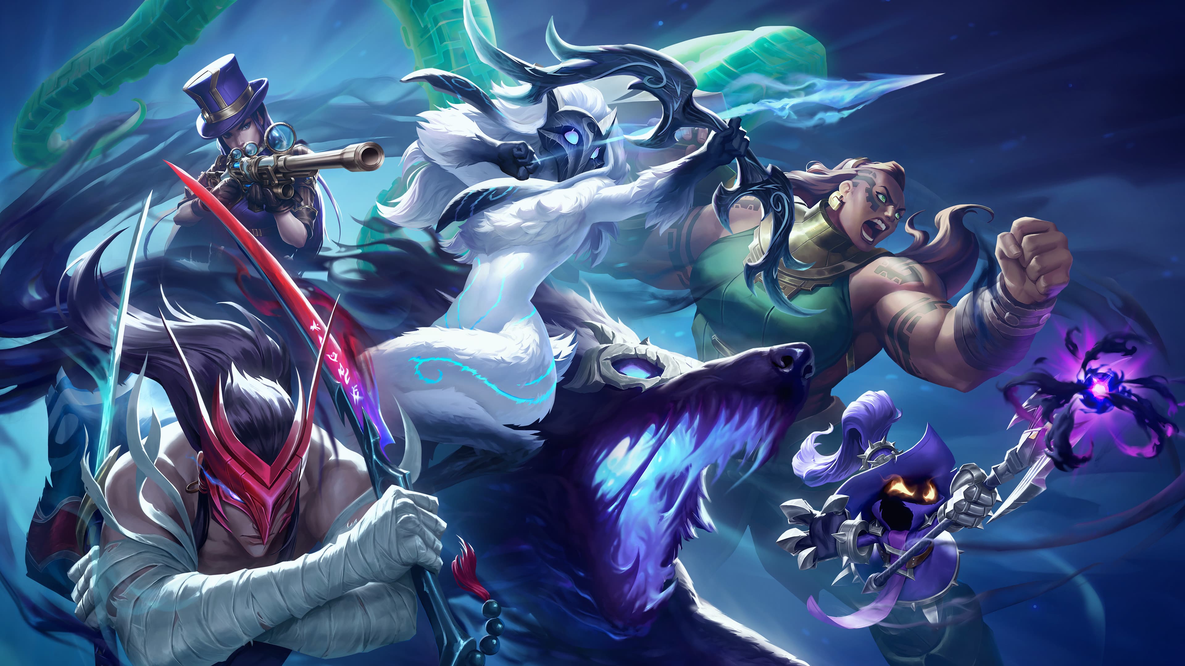 Plusieurs champions réunis dans l’univers de League of Legends